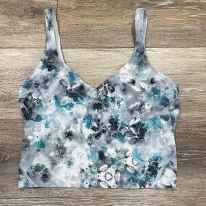 lululemon athletica Teal & Gray Floral Print Crop Camisole